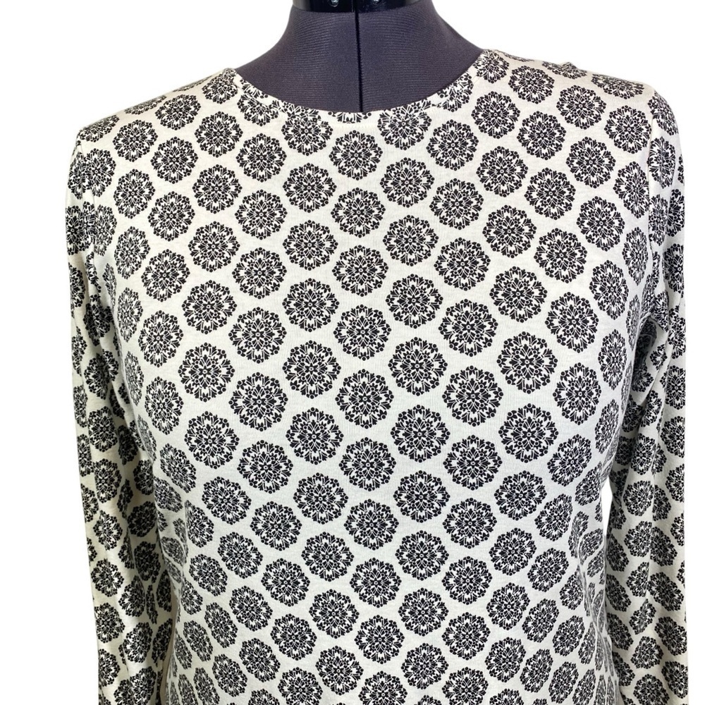 CROFT & BARROW Women's Plus size XXL Classic Tee Black & White Medallions Cotton